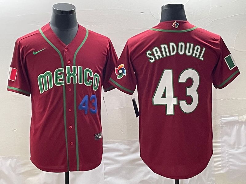 Men 2023 World Cub Mexico #43 Sandoual Red Nike MLB Jersey6->more jerseys->MLB Jersey
